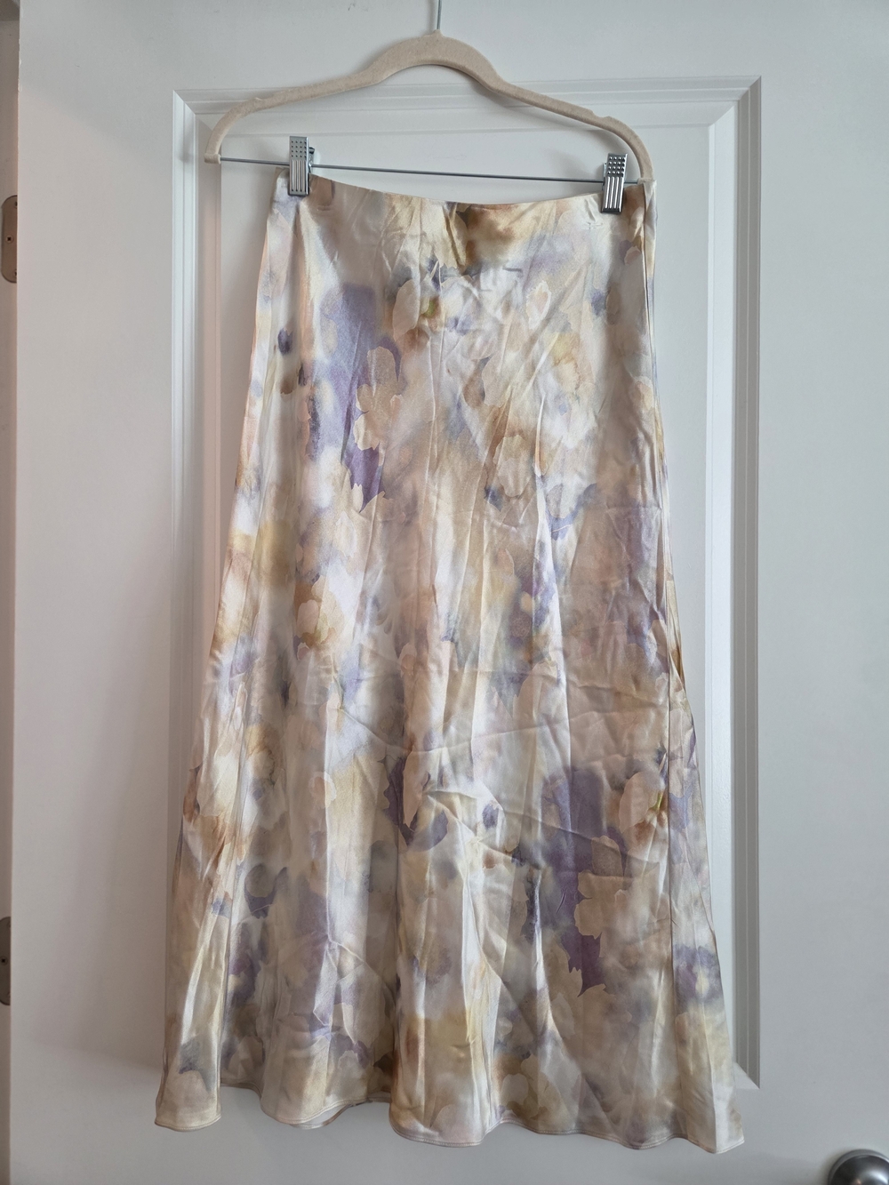 Rails Floral Satin Maxi Skirt Size Medium Pastel Watercolor